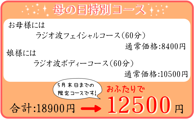 母の日キャンペーン値段